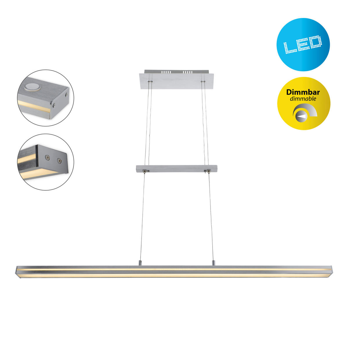 Näve Leuchten LED-Pendelleuchte silber Metall Kunststoff B/H/T: ca. 103x160x8 cm BAKU - silber (103,00/160,00/8,00cm) - Näve Leuchten