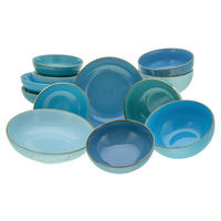 CreaTable Bowl-Set Nature Collection AQUA blau Steinzeug 12 tlg. Nature Collection AQUA - blau - CreaTable