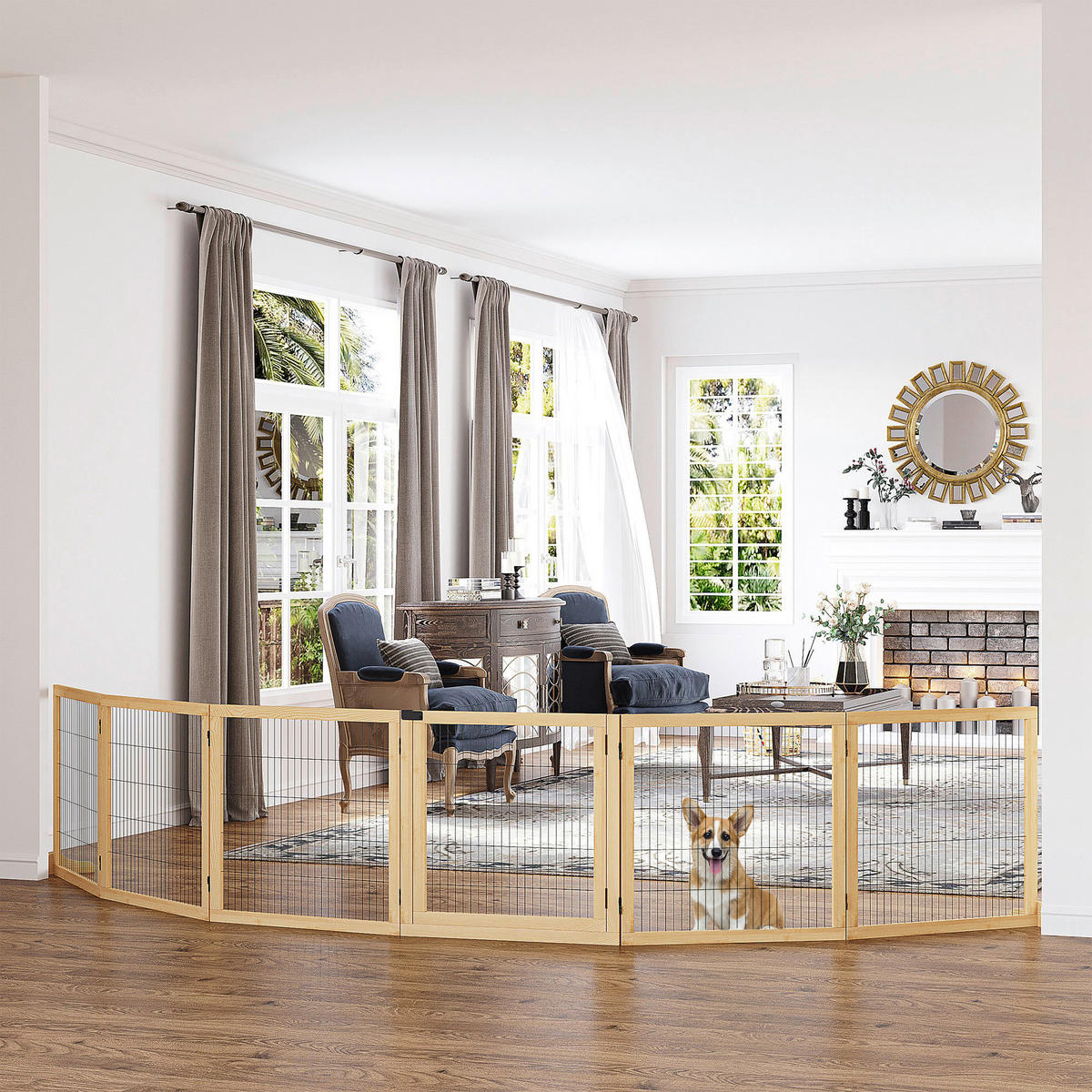 PawHut Schutzgitter natur Polypropylen B/H/L: ca. 36x432x70 cm Türschutzgitter - natur (70,00/36,00/432,00cm) - PawHut