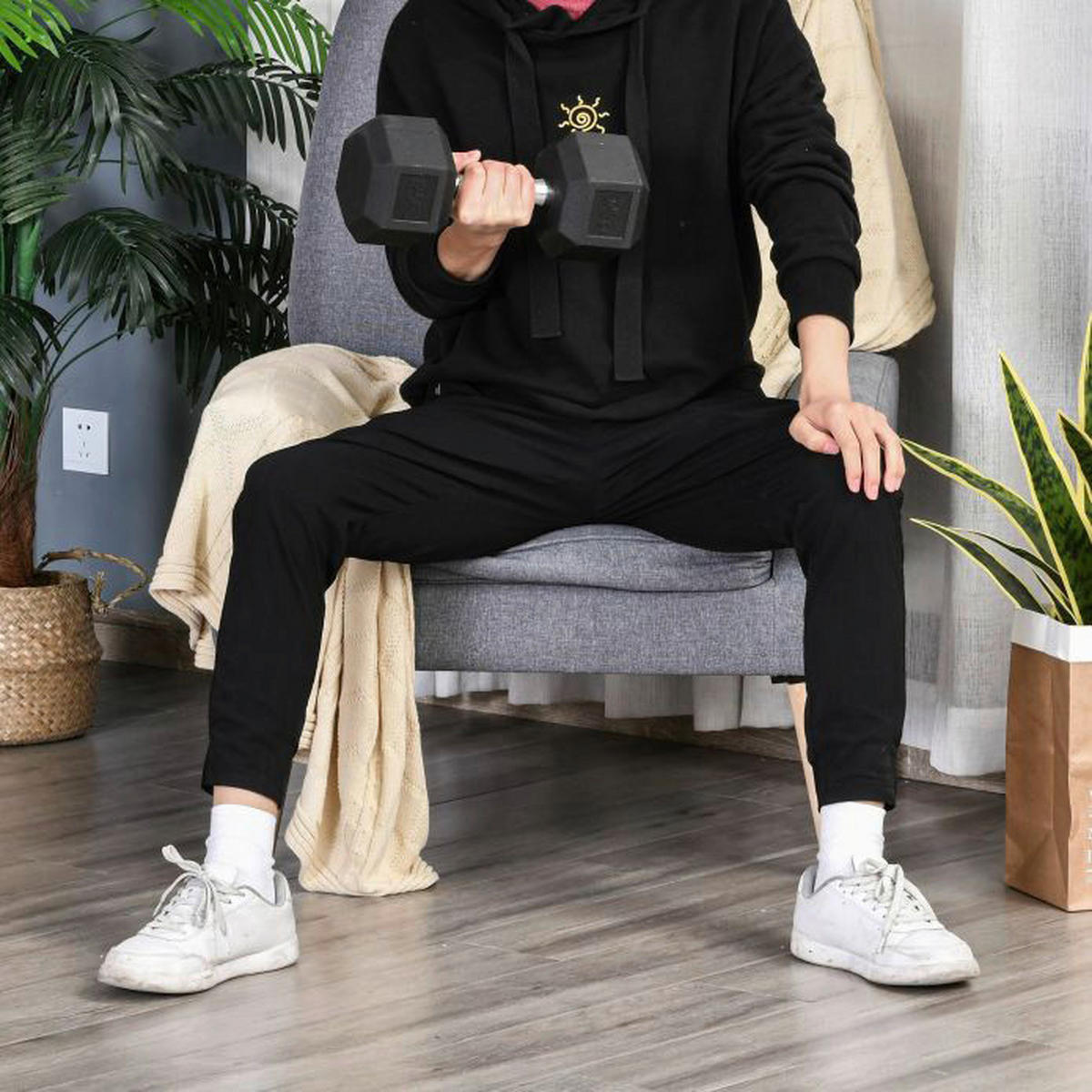 HOMCOM Hantel Gewichtstraining silber Metall B/H/L: ca. 32,6x9,9x14,8 cm Hantel-Gewichtstraining - schwarz/silber (14,80/32,60/9,90cm) - HOMCOM