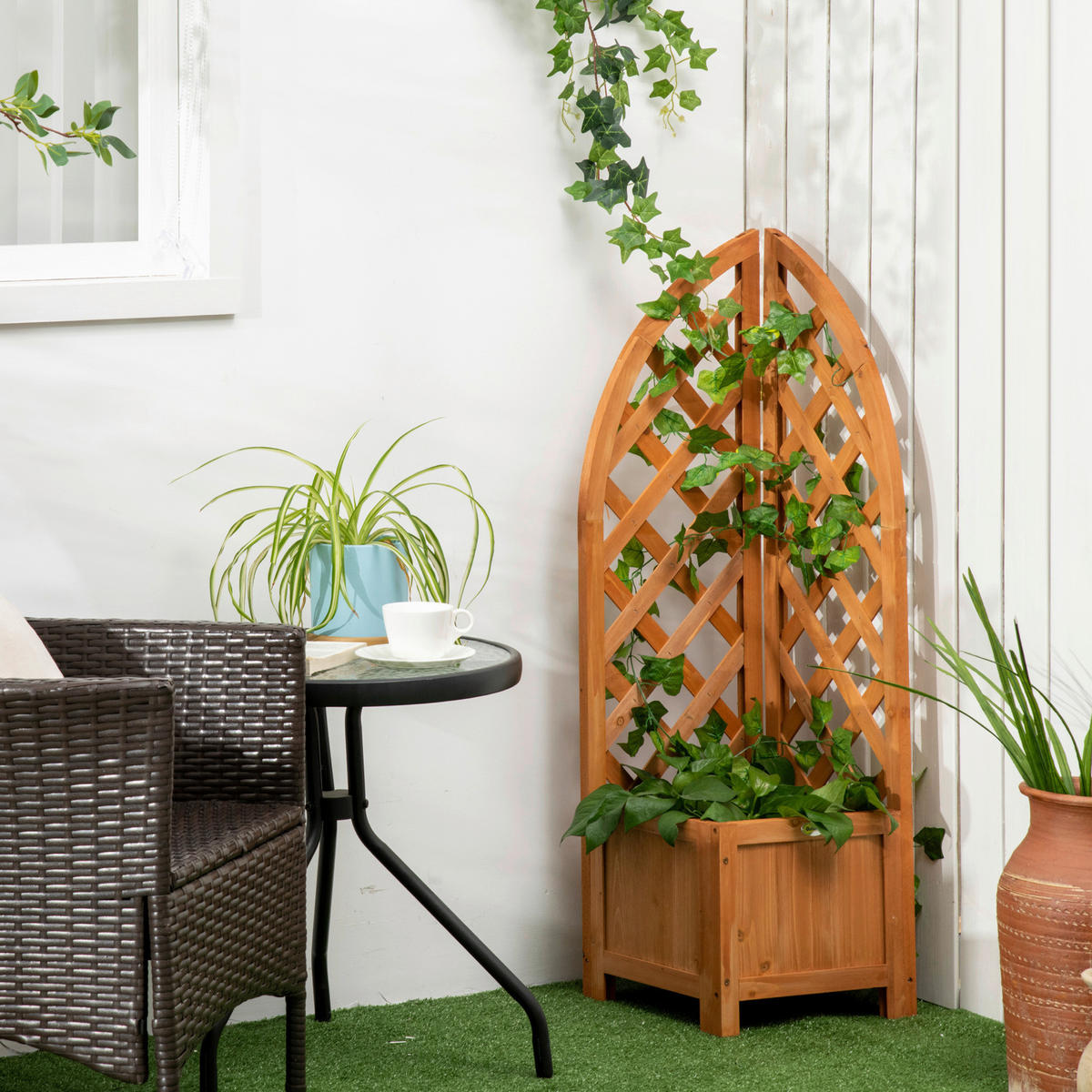 Outsunny Eckbeet B/H/L: ca. 32x108x32 cm Eckbeet - braun (32,00/32,00/108,00cm) - Outsunny