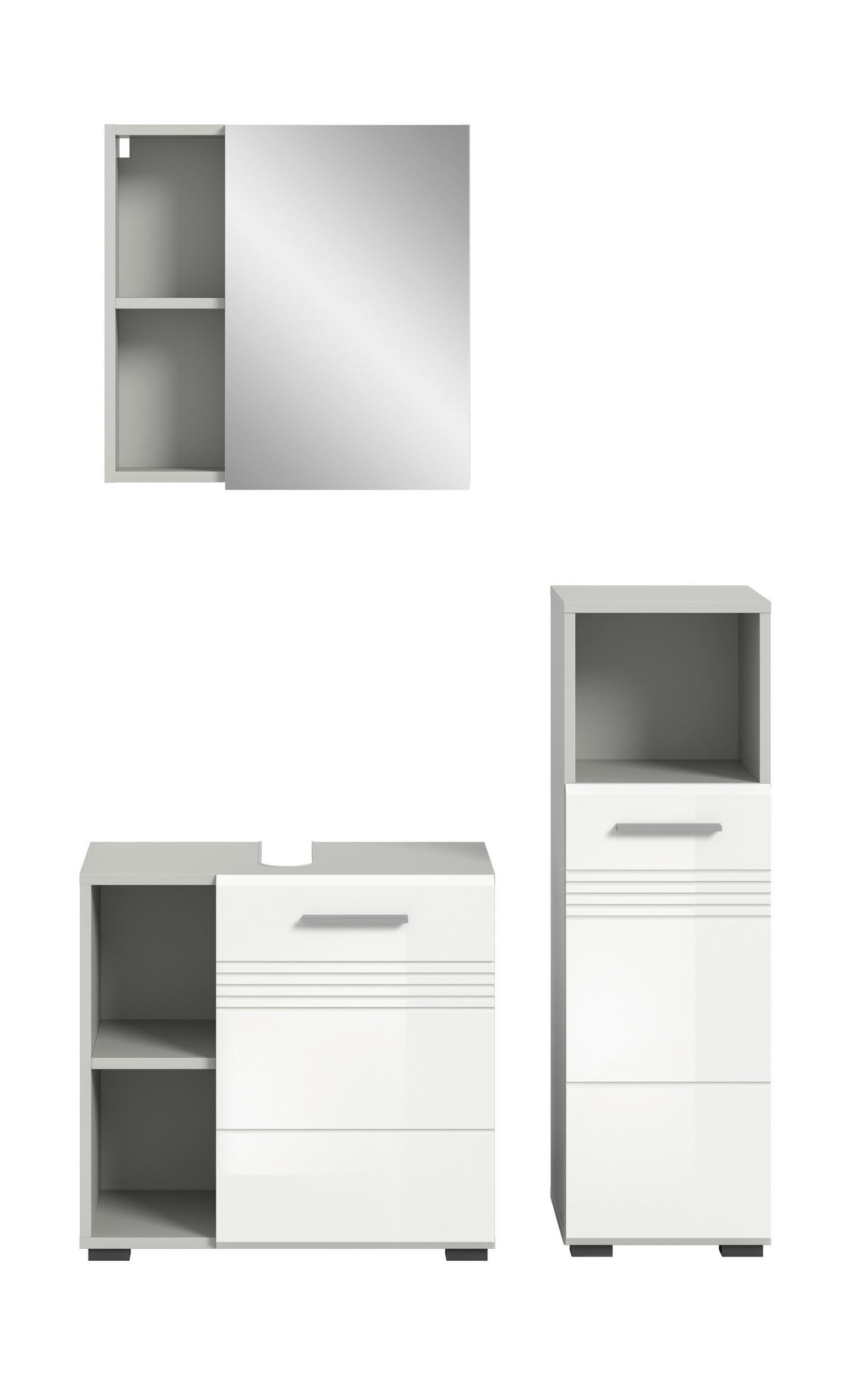 Badblock Copa hellgrau weiß Hochglanz B/H/T: ca. 105x190x32 cm Copa - hellgrau/weiß (105,00/190,00/32,00cm) - xonox.home
