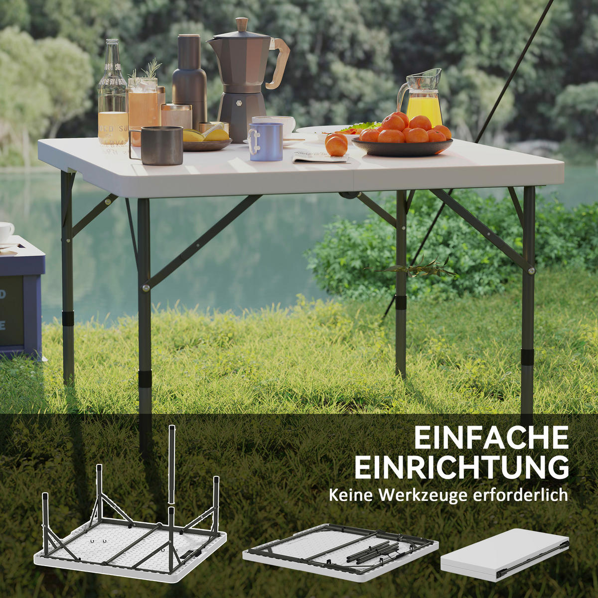 Outsunny Campingtisch B/H/L: ca. 86x74x86 cm Campingtisch - weiß (86,00/86,00/74,00cm) - Outsunny