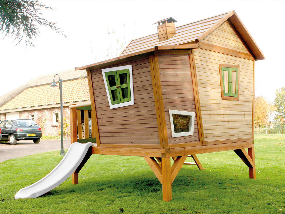 AXI Spielhaus Emma braun B/H/L: ca. 349x227x193 cm Emma - braun/weiß (193,00/349,00/227,00cm) - AXI