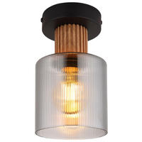 GLOBO Deckenleuchte dunkelbraun Rauch schwarz Holz Glas Metall H/D: ca. 21x12 cm 1 Brennstellen ALEIDIS - dunkelbraun/schwarz (12,00/21,00cm) - GLOBO