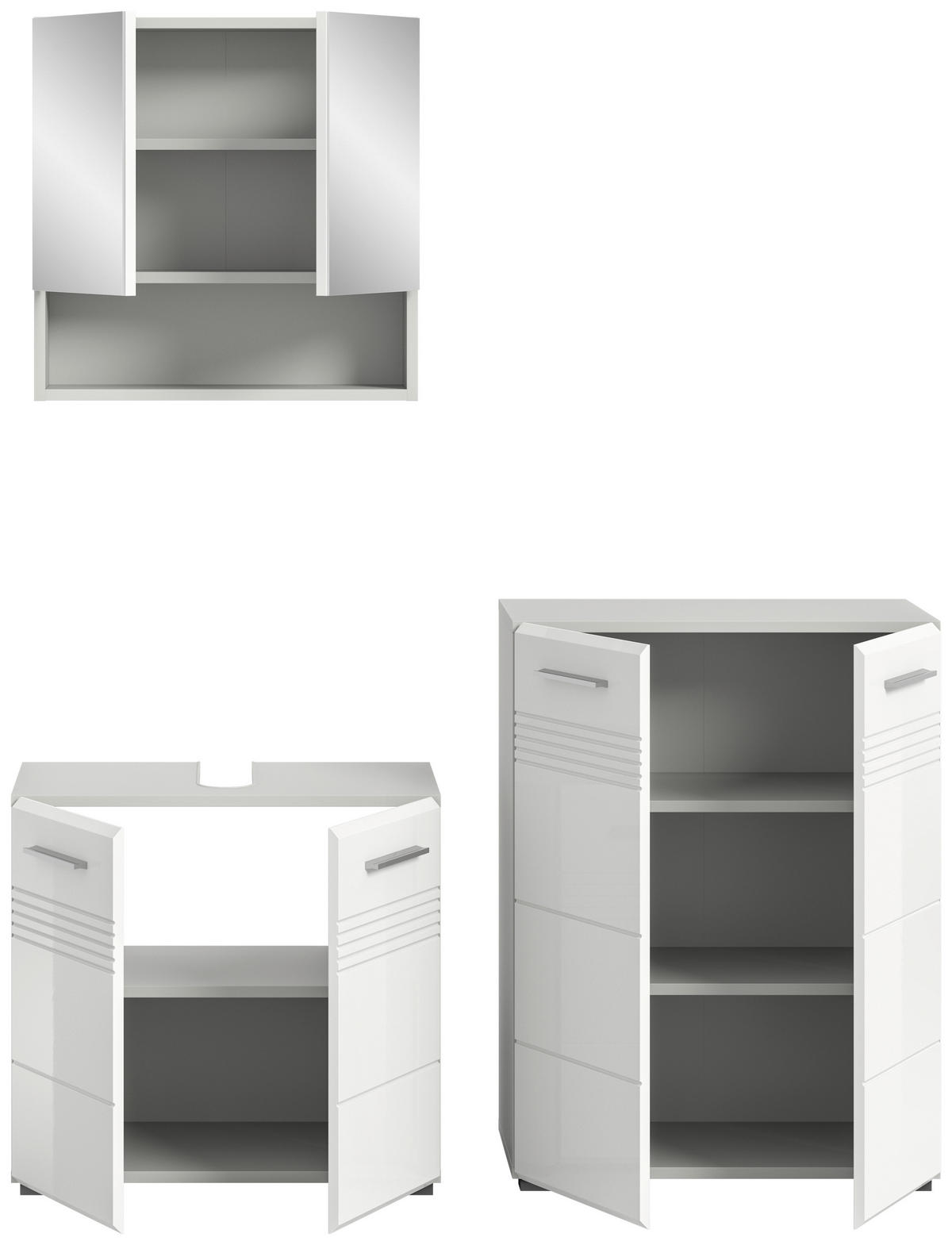 Badblock Copa hellgrau weiß Hochglanz B/H/T: ca. 135x190x32 cm Copa - hellgrau/weiß (135,00/190,00/32,00cm) - xonox.home