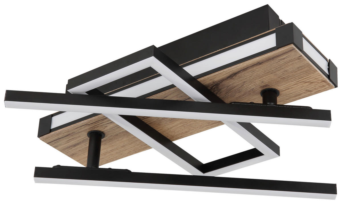 GLOBO LED-Deckenleuchte 67299D2 dunkelbraun mattschwarz Metall MDF Kunststoff B/H/T: ca. 46x12x68 cm COLLI - dunkelbraun/mattschwarz (46,00/12,00/68,00cm) - GLOBO
