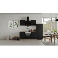 Küchenblock Capri schwarz matt B/H/T: ca. 220x200x60 cm Capri - schwarz/Oak (220,00/200,00/60,00cm) - Flex-Well