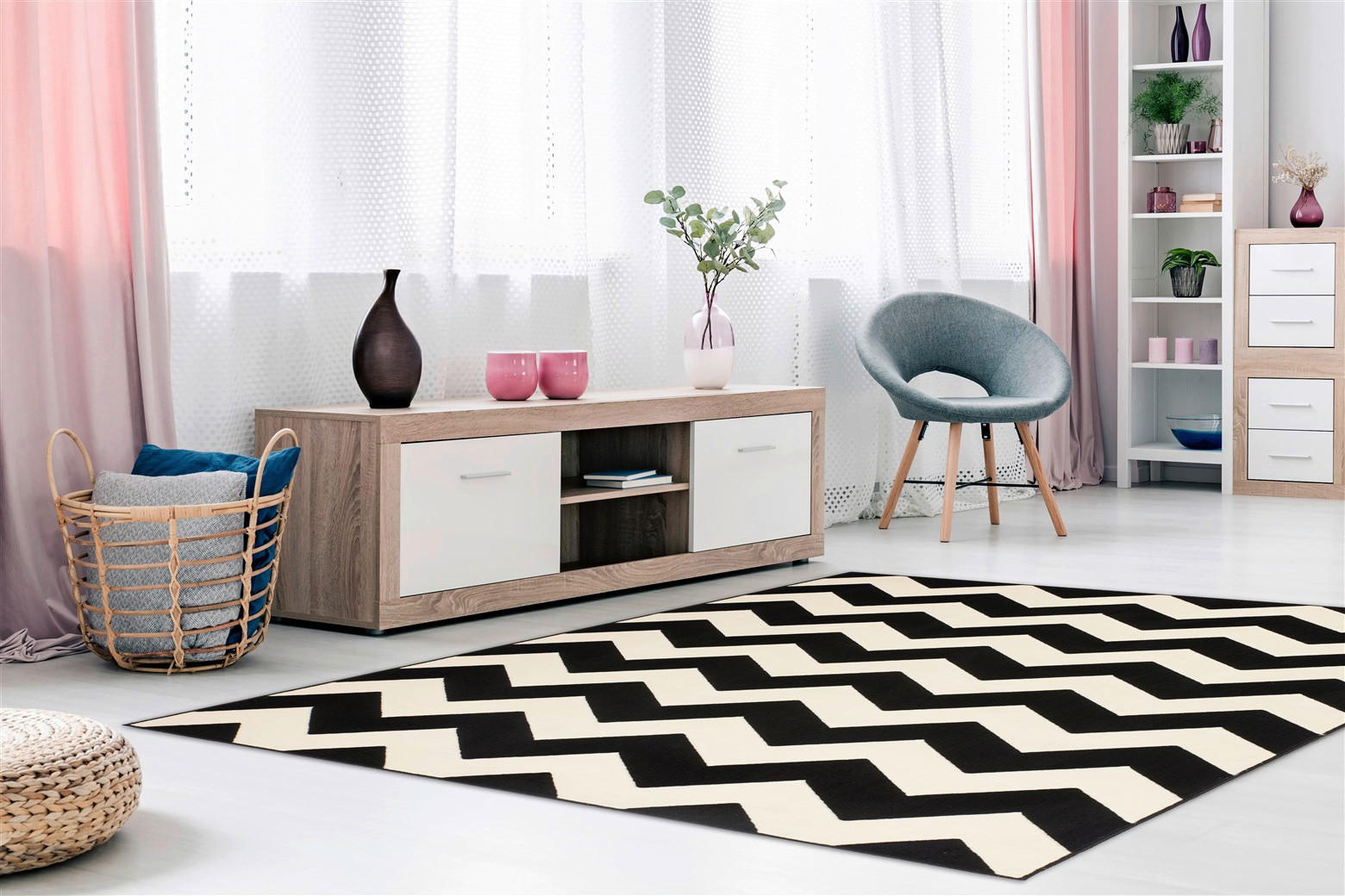 Kayoom Kurzflorteppich Manolya 2095 schwarz B/L: ca. 80x150 cm Manolya 2095 - schwarz (80,00/150,00cm) - Kayoom