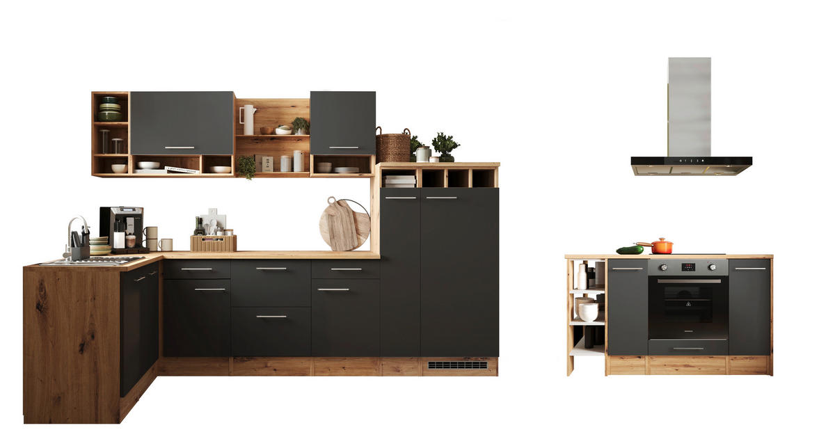 Respekta Inselküche Hilde grau matt B/H/T: ca. 310x205x172 cm Hilde - Eiche/grau (310,00/205,00/172,00cm) - Respekta
