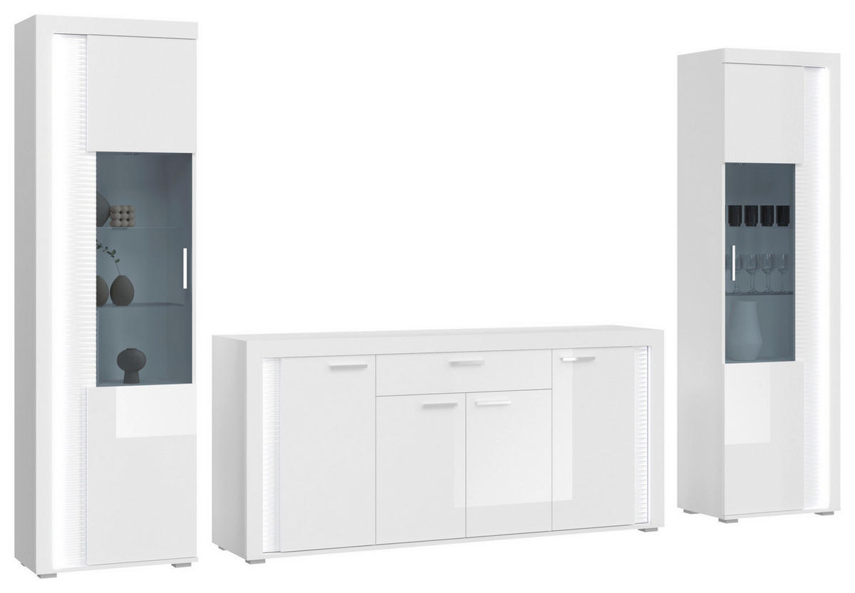 Standvitrine Skylight weiß weiß Hochglanz B/H/T: ca. 60x202x37 cm Skylight - weiß (60,00/202,00/37,00cm)