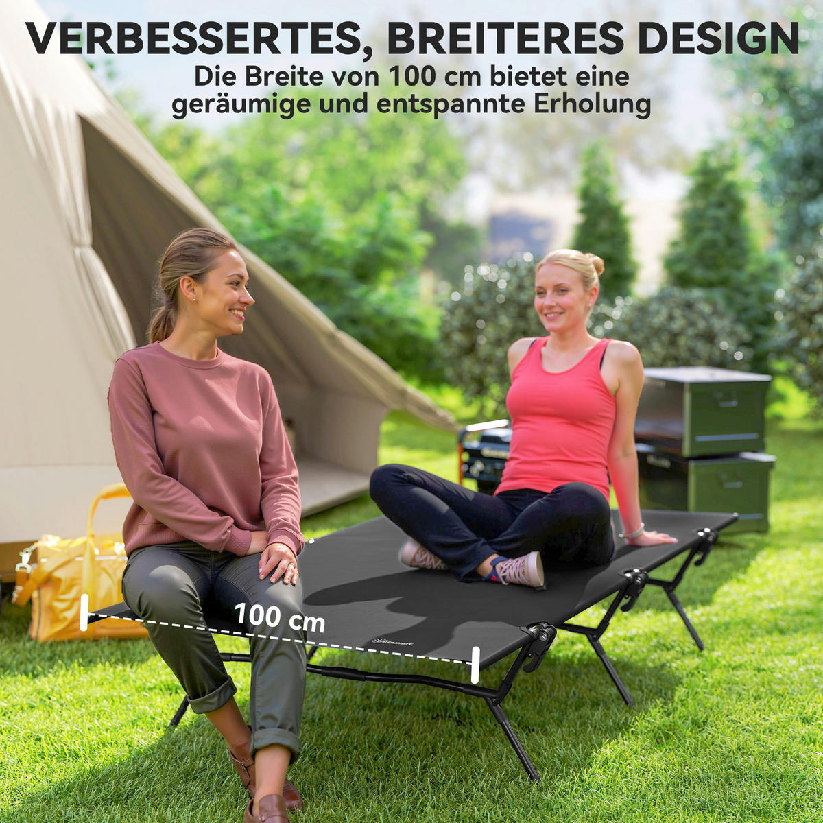 Outsunny Campingbett B/H/L: ca. 100x36x200 cm Campingbett - schwarz (200,00/100,00/36,00cm) - Outsunny