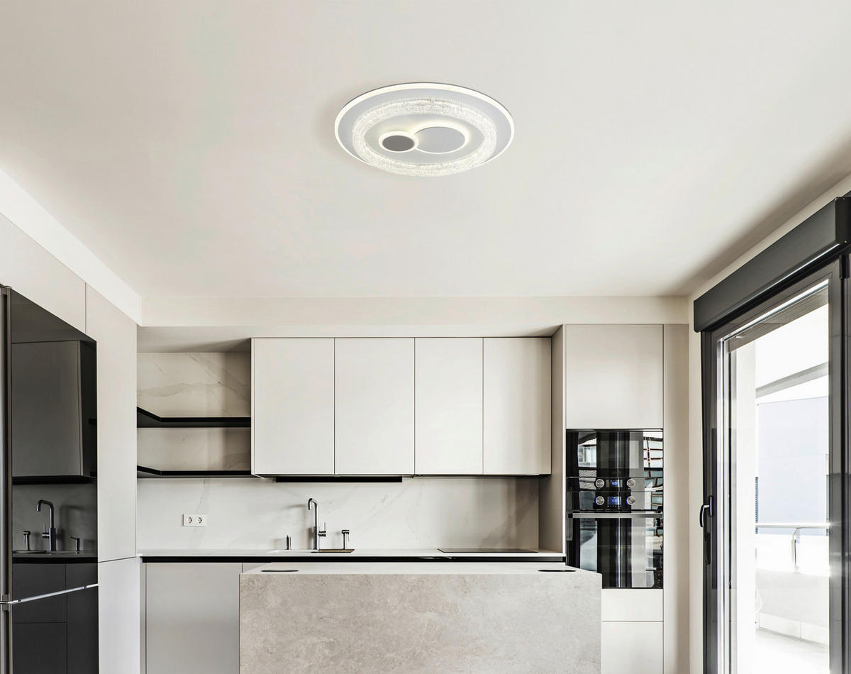 GLOBO LED-Deckenleuchte Opal weiß klar Acryl Metall H/D: ca. 6x49,5 cm 1 Brennstellen KRISWALL - klar/weiß (49,50/6,00cm) - GLOBO