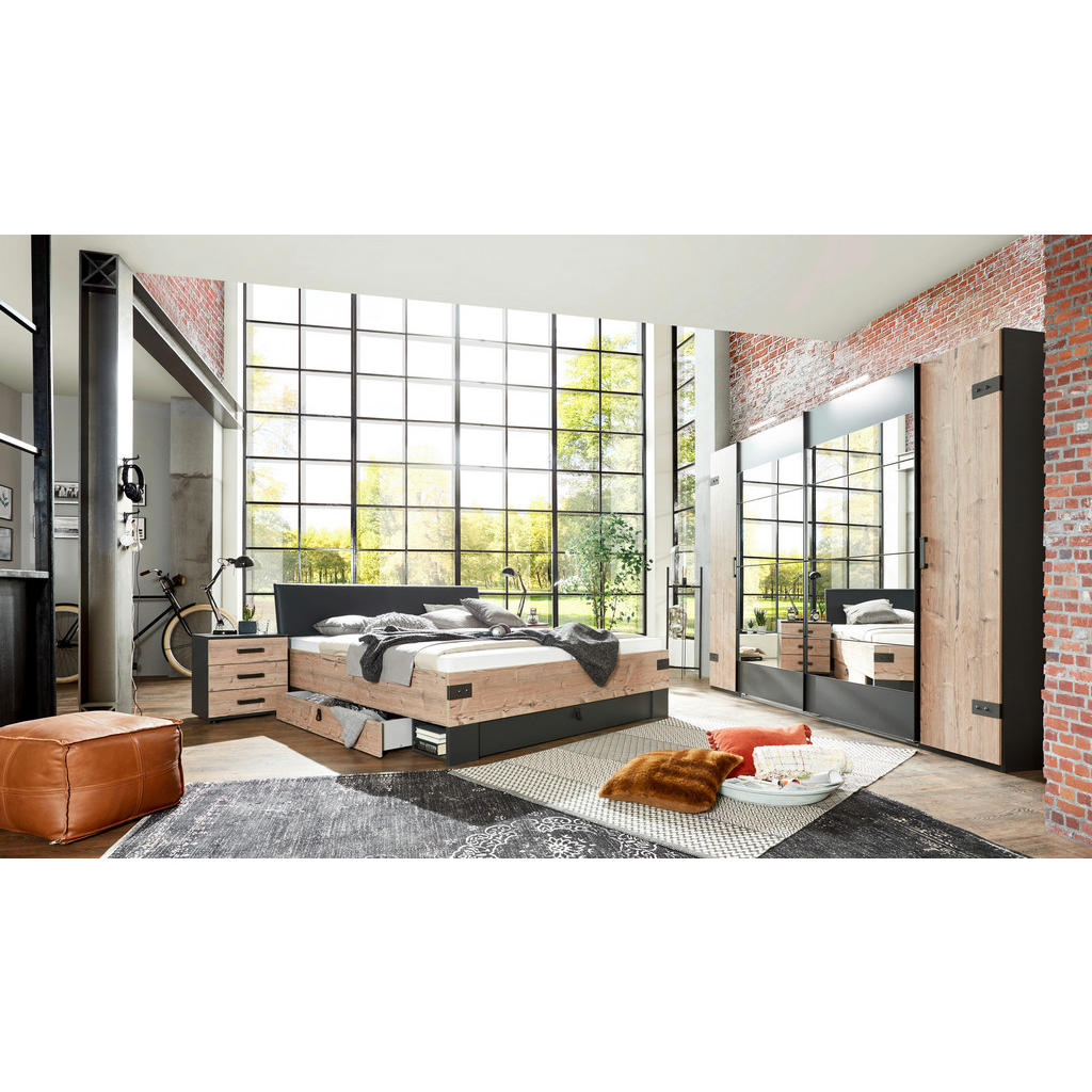 Thumbnail - Schwebetürenschrank Stockholm tanne Nachbildung Graphit B/H/T: ca. 272x210x65 cm