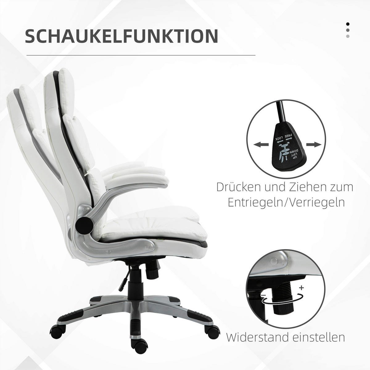 Drehstuhl 921-295 weiß 921-295 - weiß (69,00/121,00/67,00cm) - Vinsetto