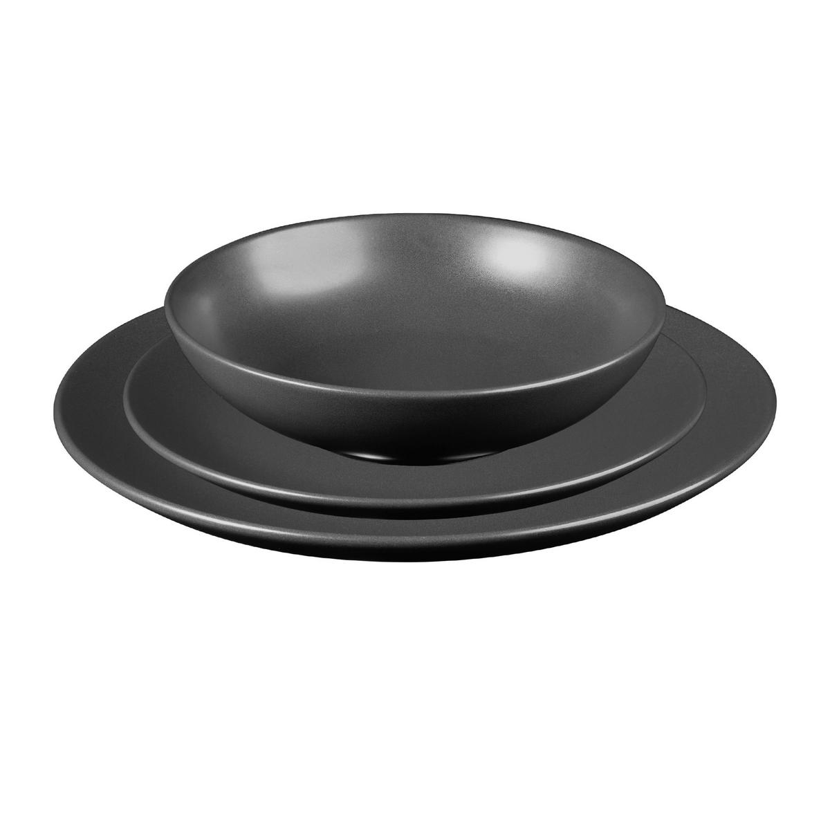 BERGNER Geschirrset CHARCOAL schwarz Steingut 12 tlg. CHARCOAL - schwarz (28,00/20,20/28,60cm) - BERGNER