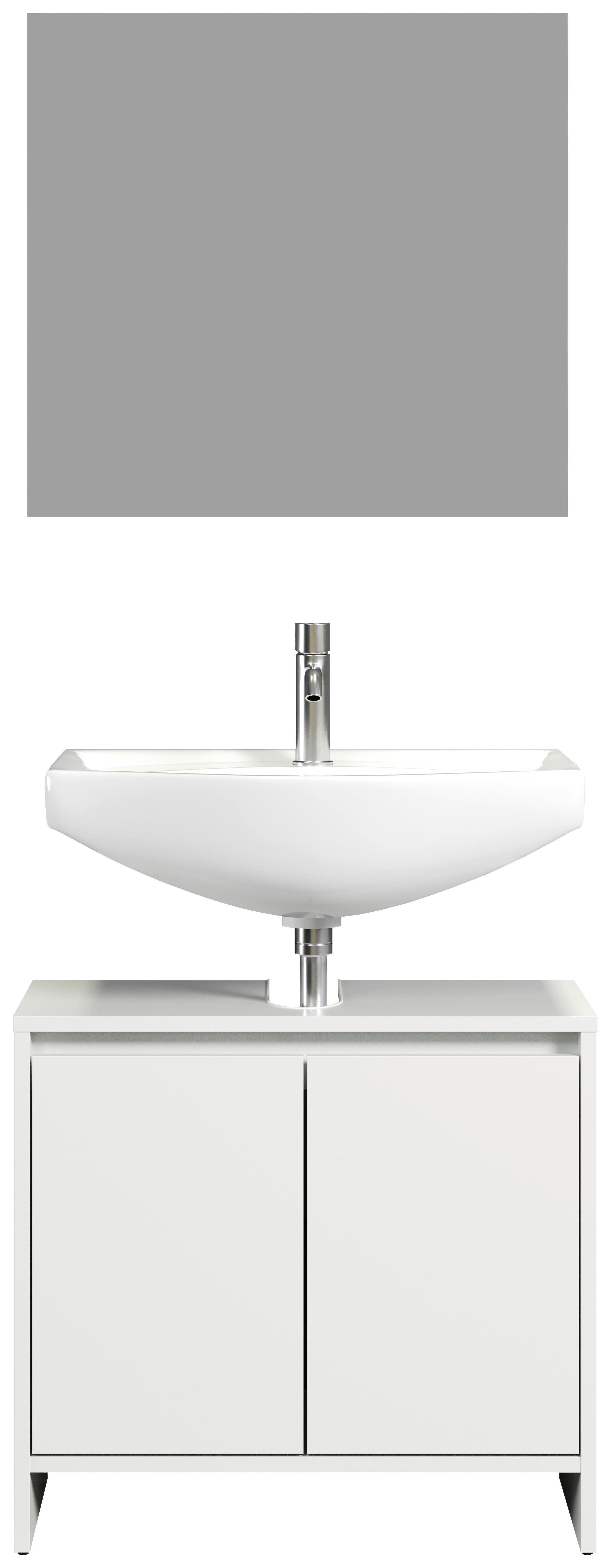 Badezimmer-Set Basix weiß matt grau B/H/T: ca. 60x164x28 cm Basix - weiß/grau (60,00/164,00/28,00cm) - Trendteam
