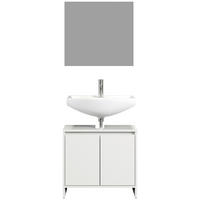 Badezimmer-Set Basix weiß matt grau B/H/T: ca. 60x164x28 cm Basix - weiß/grau (60,00/164,00/28,00cm) - Trendteam