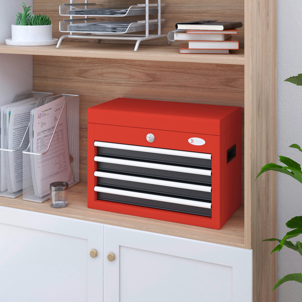B/H/L: ca. 24,5x45x32,5 cm Werkzeugkasten - rot (32,50/24,50/45,00cm) - DURHAND