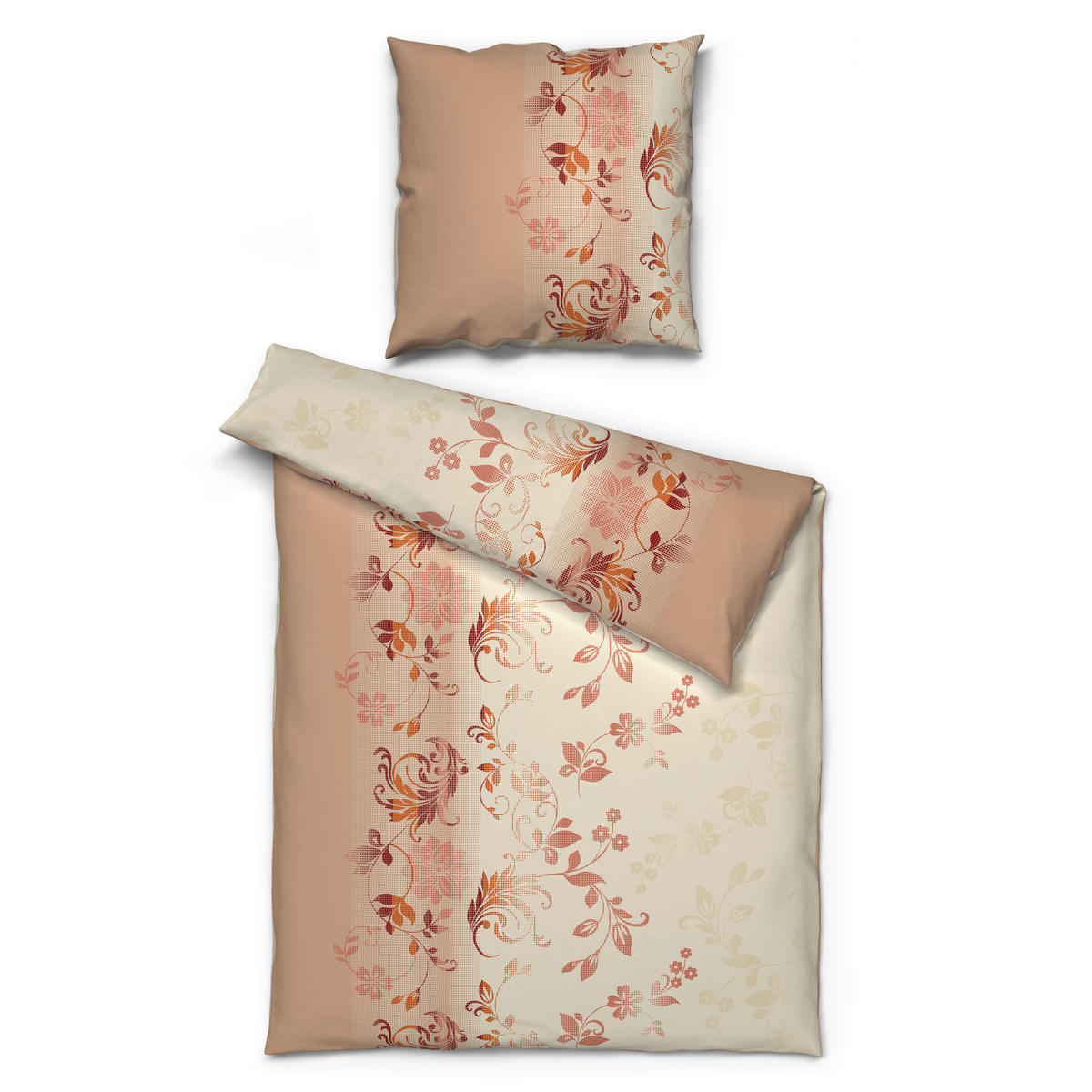 Baumwoll Bettwäsche Cotton touch Bettwäsche_Cotton-Touch Ranke - apricot/creme (135,00/200,00cm) - Sensation