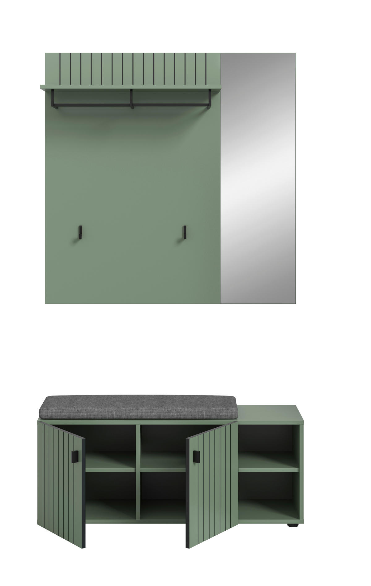 Garderobenset STATION grün B/H/T: ca. 106x192x37 cm STATION - grün (106,00/192,00/37,00cm) - xonox.home