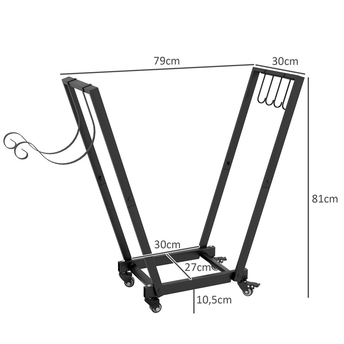 Outsunny Kaminholzständer schwarz B/H/L: ca. 30x81x79 cm Kaminholzständer - schwarz (79,00/30,00/81,00cm) - Outsunny