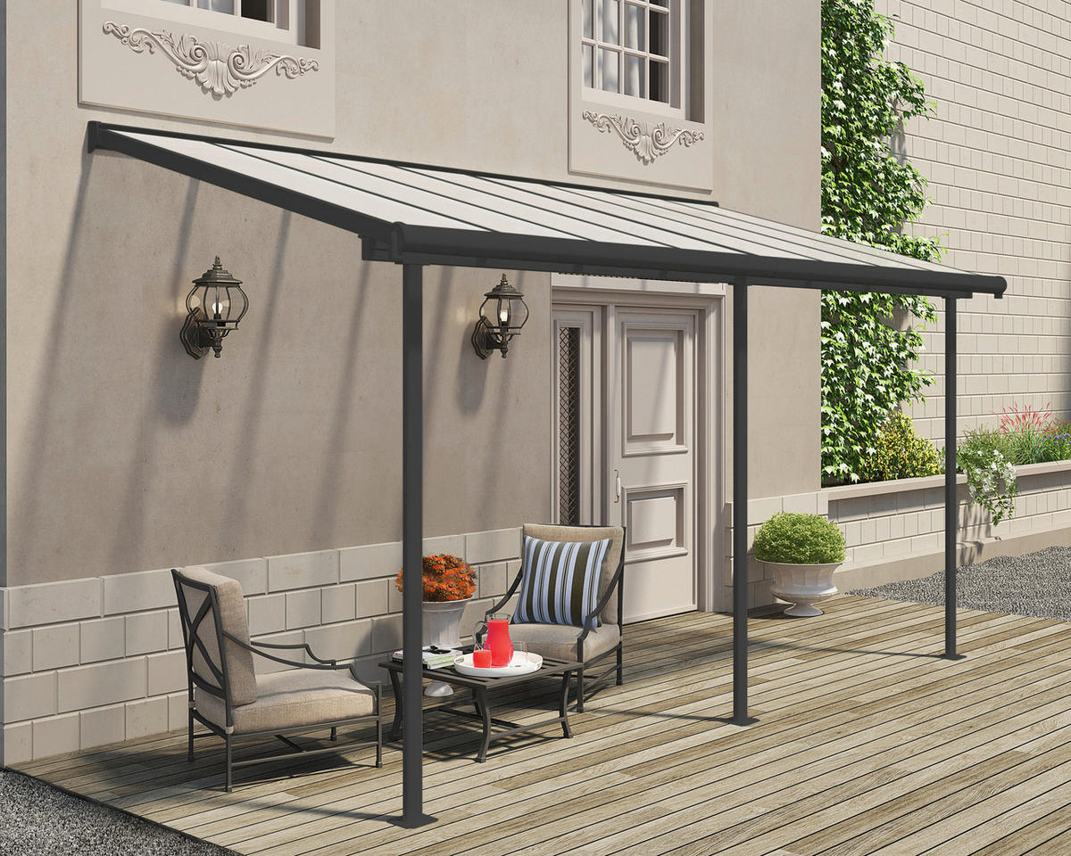 Palram Terrassendach Sierra grau Aluminium B/H/T: ca. 447x300x230 cm Sierra - grau (447,00/300,00/230,00cm) - Palram