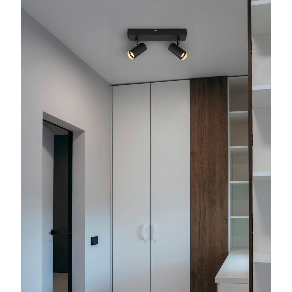 Thumbnail - GLOBO Strahler Chrom schwarz Aluminium Metall B/H/L: ca. 7x27x12 cm 2 Brennstellen