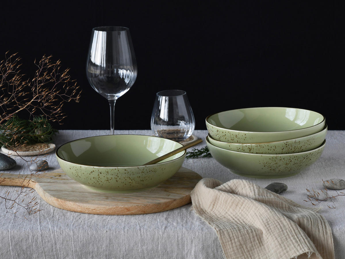 CreaTable Schüssel-Set Nature Collection Green grün Steinzeug Nature Collection Green - grün - CreaTable