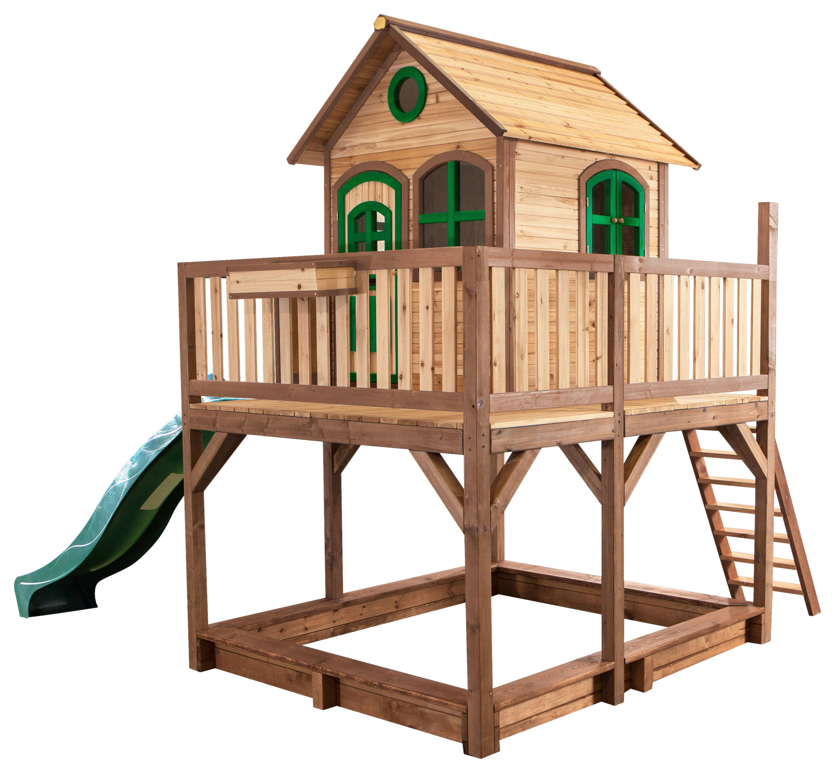 AXI Spielhaus Liam braun B/H/L: ca. 377x291x255 cm Liam - braun/grün (255,00/377,00/291,00cm) - AXI