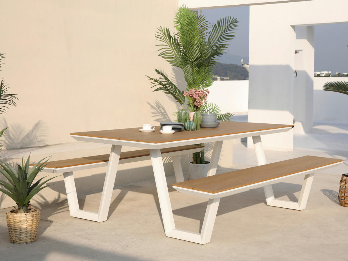 AXI Outdoor Living Picknickset Nori braun Metall B/H/L: ca. 200x75x190 cm Nori - braun/weiß (190,00/200,00/75,00cm) - AXI Outdoor Living