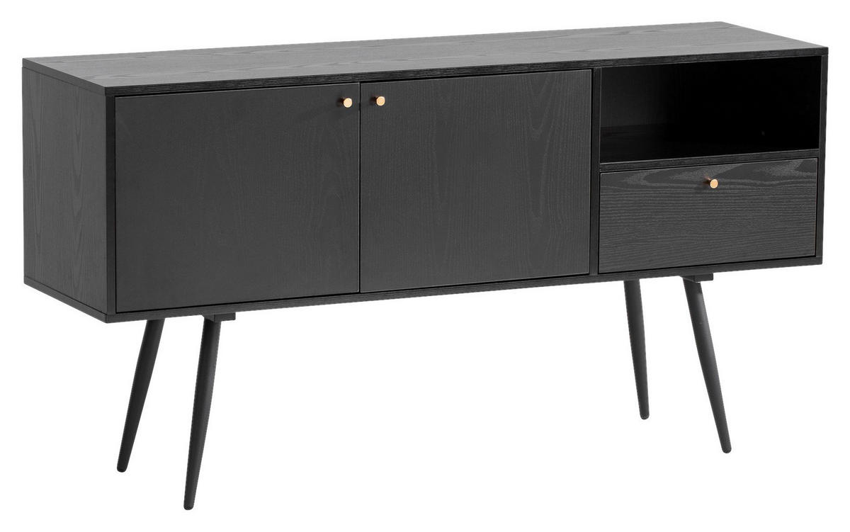 Sideboard schwarz B/H/T: ca. 140x75x40 cm Sideboard - schwarz (140,00/75,00/40,00cm) - Wohnling