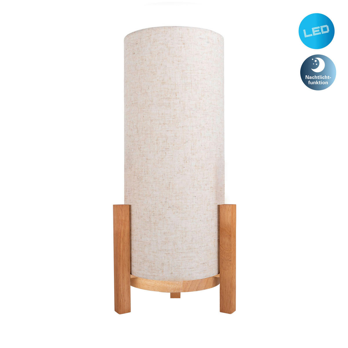 Näve Leuchten LED-Leuchten 5311427 natur Textil Holz B/H/T: ca. 22x48x22 cm null 1 Brennstellen Madita - natur (22,00/48,00/22,00cm) - Näve Leuchten
