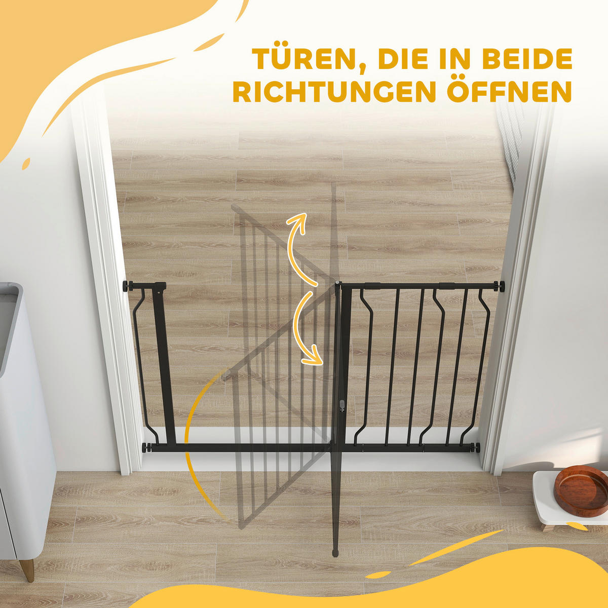 PawHut Schutzgitter schwarz Stahl B/H/L: ca. 4x76x115 cm Schutzgitter - schwarz (115,00/4,00/76,00cm) - PawHut