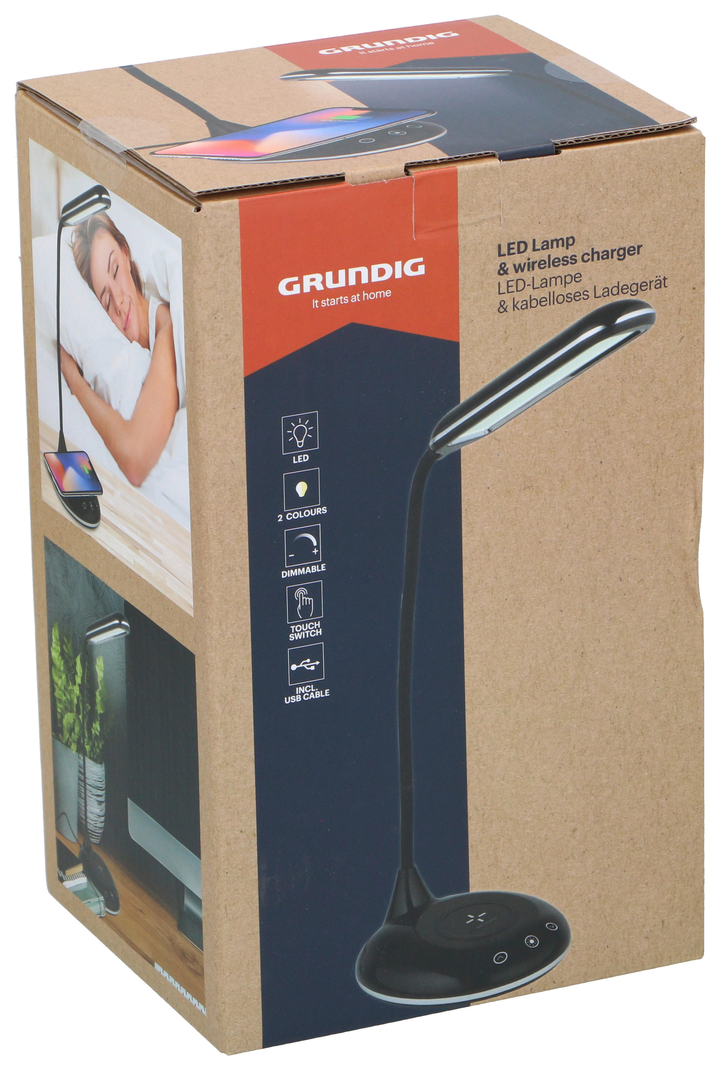 Grundig Kabellose Ladestation schwarz LED-Tischleuchte_mit_Qi-Charger - schwarz - Grundig