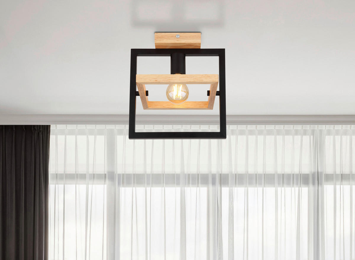 GLOBO Deckenleuchte dunkelbraun Holz B/H/T: ca. 19,8x28x25 cm E27 1 Brennstellen ERICA - dunkelbraun (19,80/28,00/25,00cm) - GLOBO