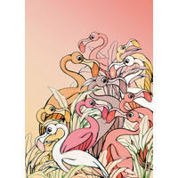 Komar Fototapete Flamingos and Lillys DX4-012 B/H: ca. 200x280 cm Flamingos and Lillys DX4-012 - (200,00/280,00cm) - Komar
