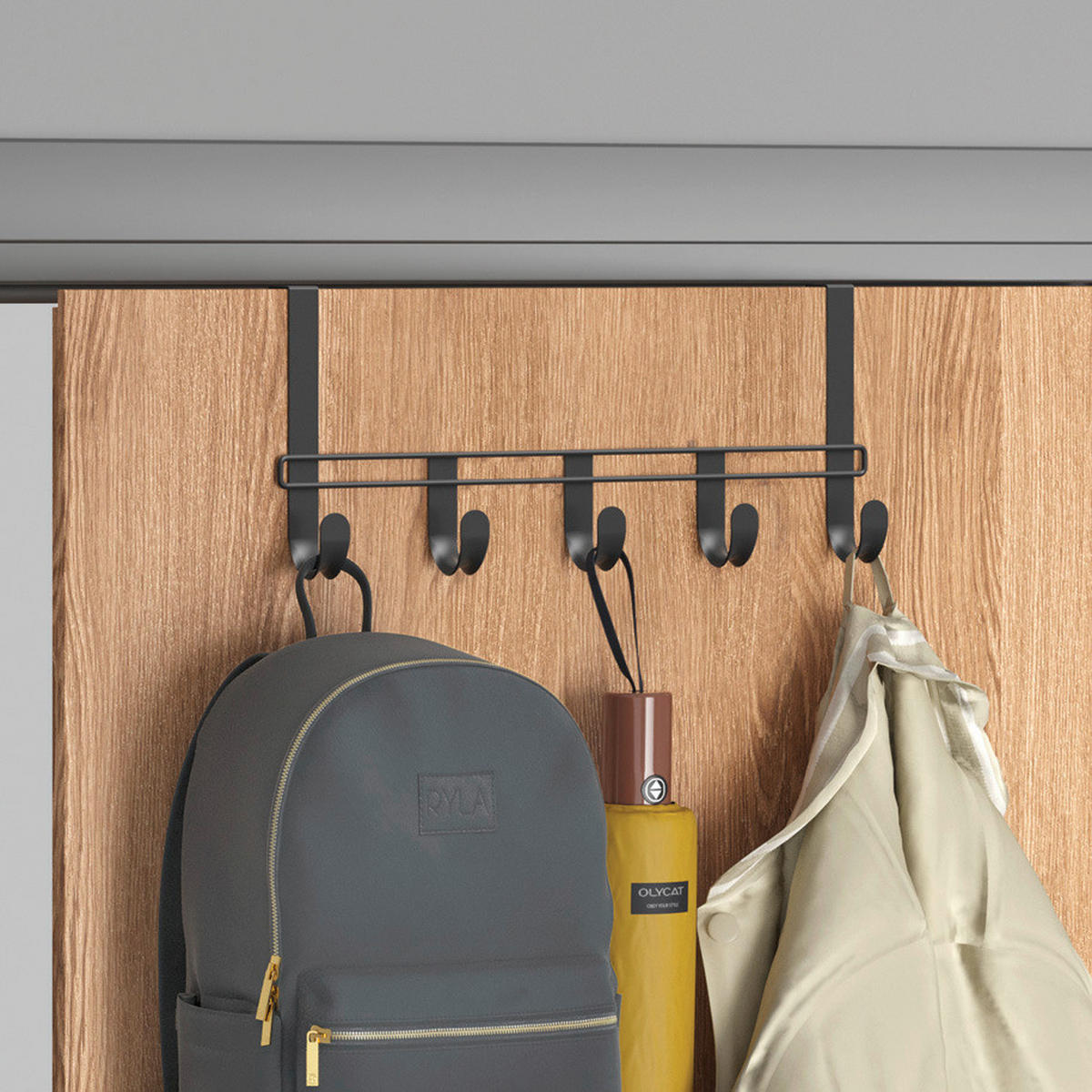 Metaltex Türgarderobe schwarz Metall B: ca. 38 cm Türgarderobe_Lava_5_Haken - schwarz (38,00cm) - Metaltex