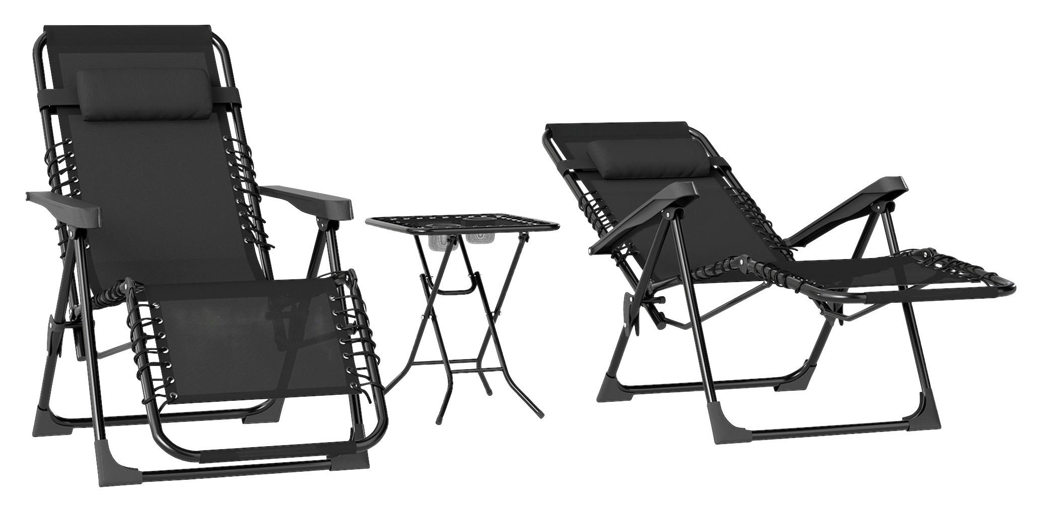 Outsunny Gartenliege 2er Set schwarz Netzstoff B/H/L: ca. 65x110x90 cm Gartenliege 2er Set - schwarz (90,00/65,00/110,00cm) - Outsunny