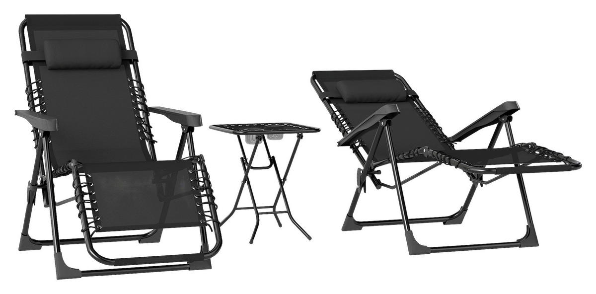 Outsunny Gartenliege 2er Set schwarz Netzstoff B/H/L: ca. 65x110x90 cm Gartenliege 2er Set - schwarz (90,00/65,00/110,00cm) - Outsunny