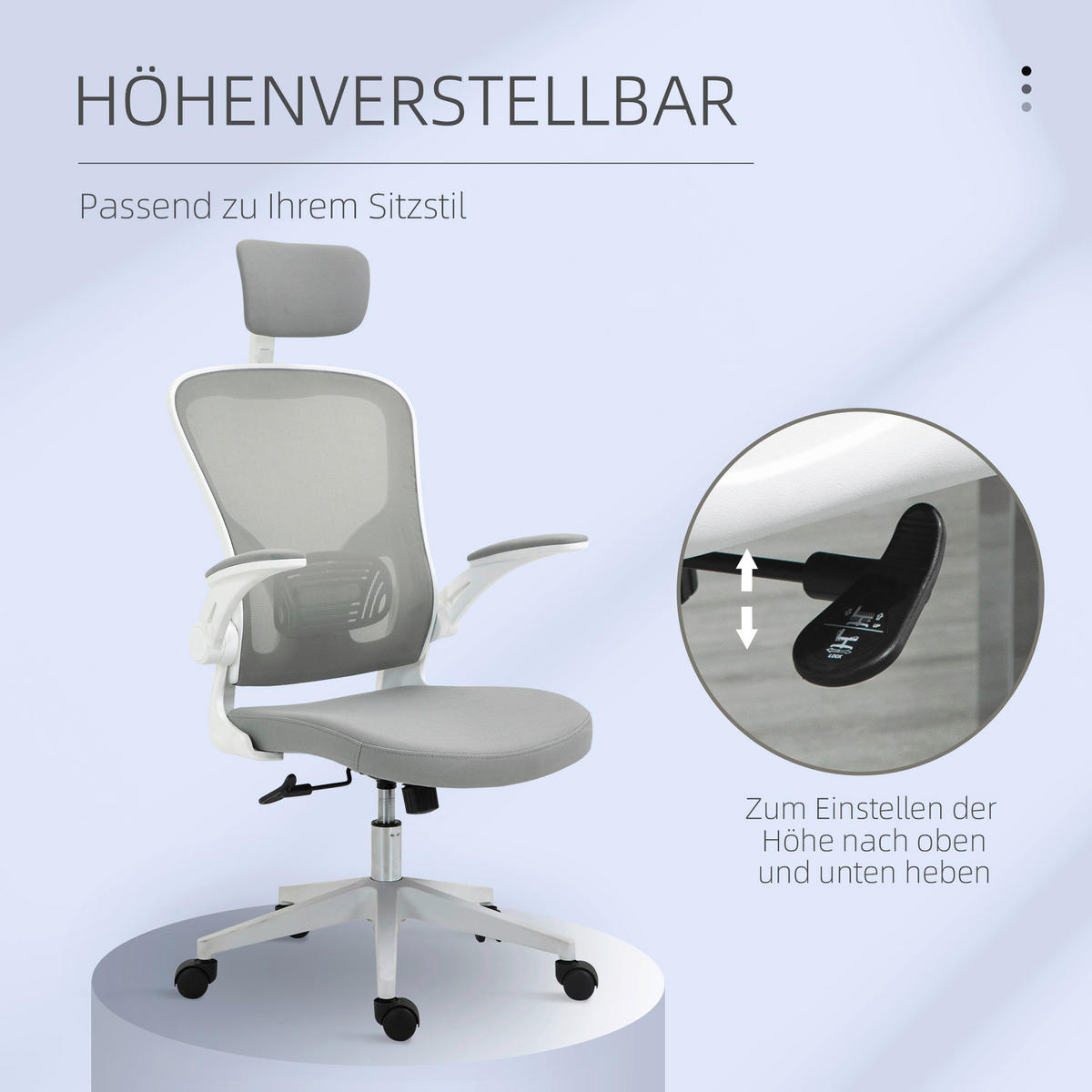 Drehstuhl 921-417 grau 921-417 - grau (65,00/114,00/64,00cm) - Vinsetto