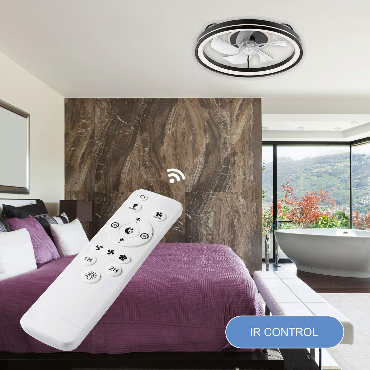 Lamkur LED-Deckenventilator FALCO 49892 schwarz H/L: ca. 17x50 cm max. 40 W Falco - schwarz (50,00cm) - Lamkur