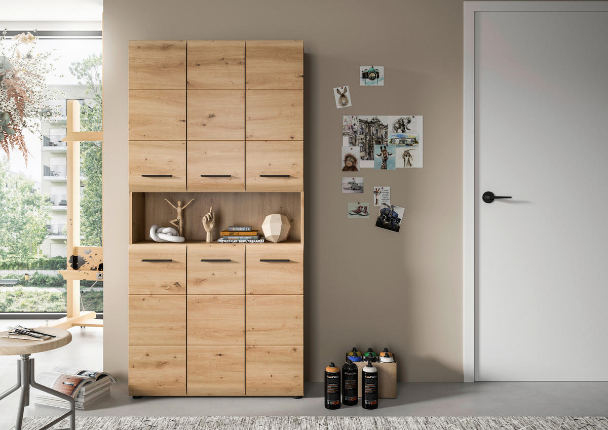 Mehrzweckschrank Ice Artisan Oak Nachbildung B/H/T: ca. 90x185x30 cm Ice - (90,00/185,00/30,00cm) - xonox.home