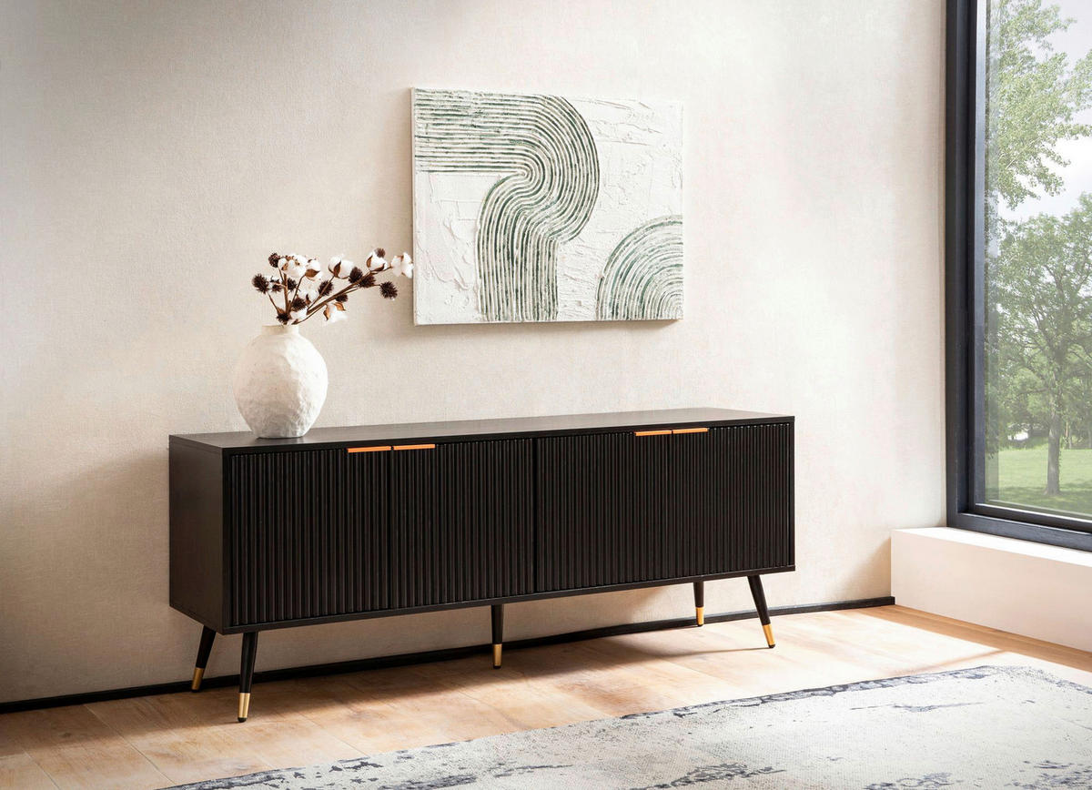 Lowboard schwarz B/H/T: ca. 150x60x39 cm TV & Lowboard - schwarz (150,00/60,00/39,00cm) - Wohnling