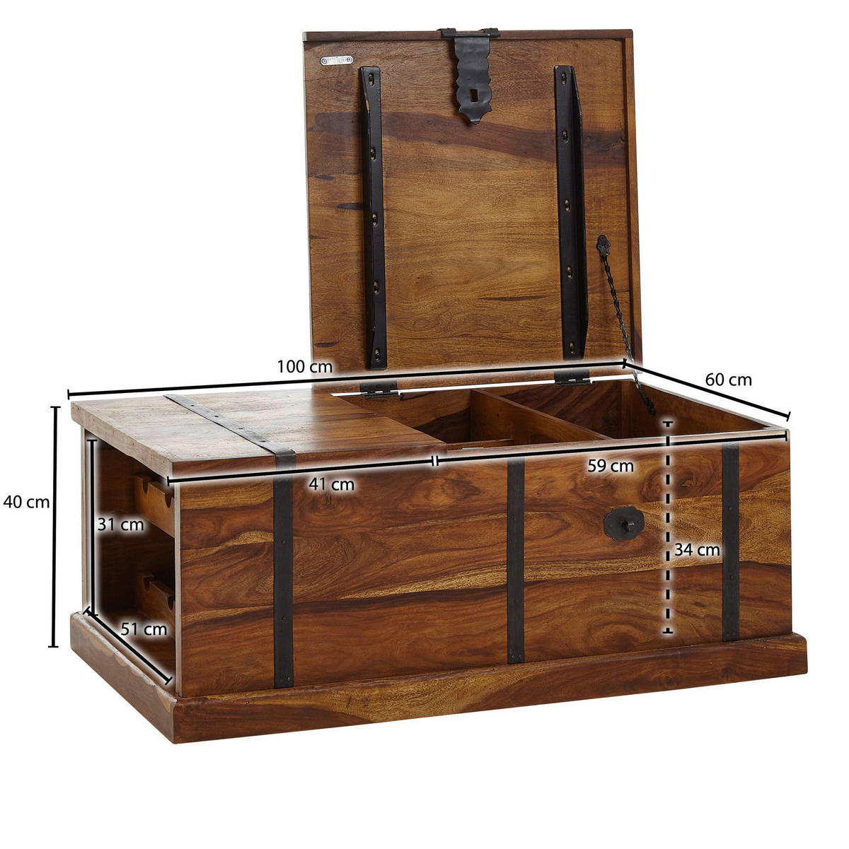 Couchtisch braun B/H/T: ca. 60x40x100 cm Couchtisch - braun (60,00/40,00/100,00cm) - Wohnling