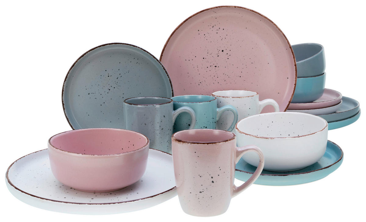 CreaTable Kombiservice Modern Fashion multicolor Steinzeug 16 tlg. Modern Fashion - multicolor - CreaTable