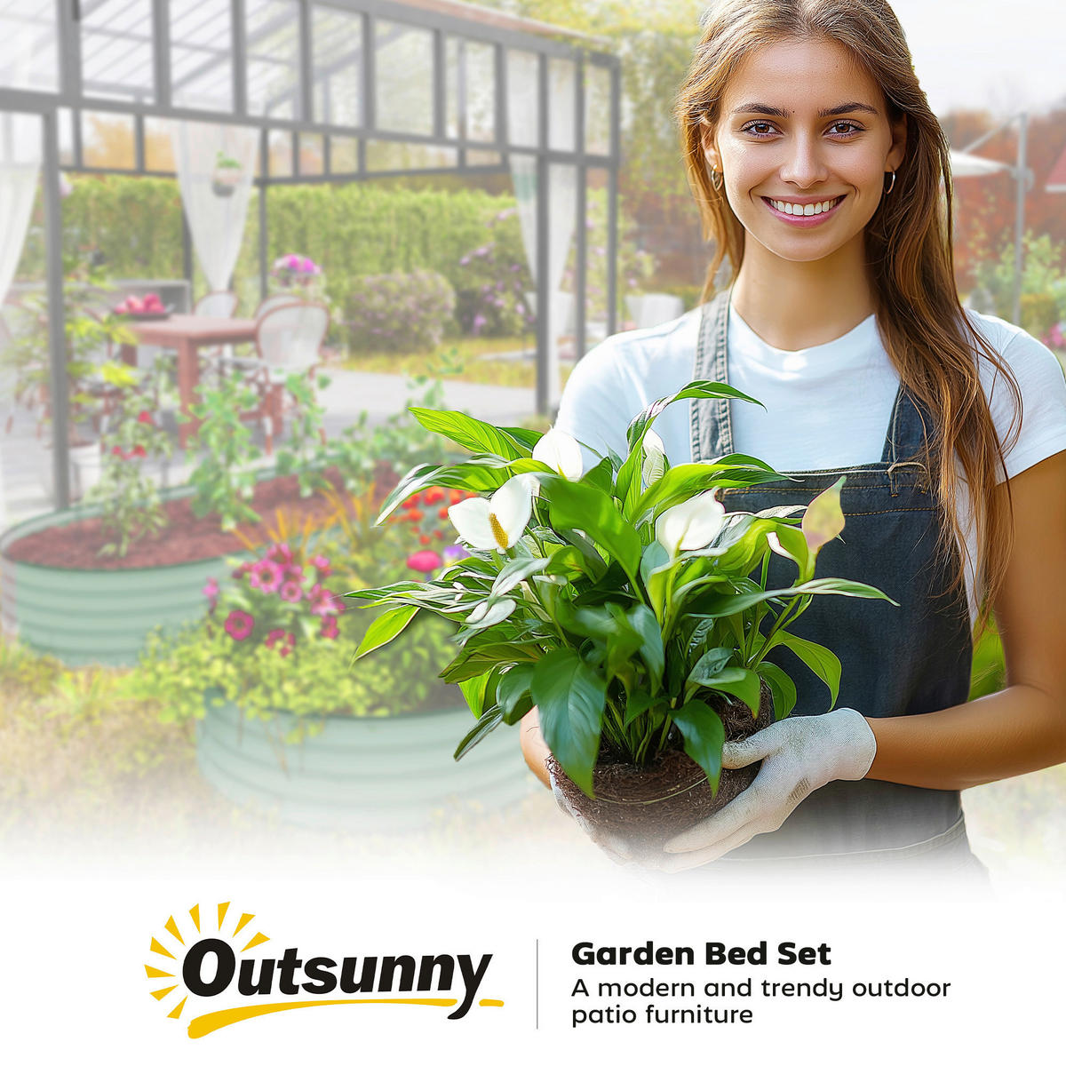 Outsunny Hochbeet 2er Set grün Stahl B/H/L: ca. 93x30x181 cm Hochbeet 2er Set - grün (181,00/93,00/30,00cm) - Outsunny