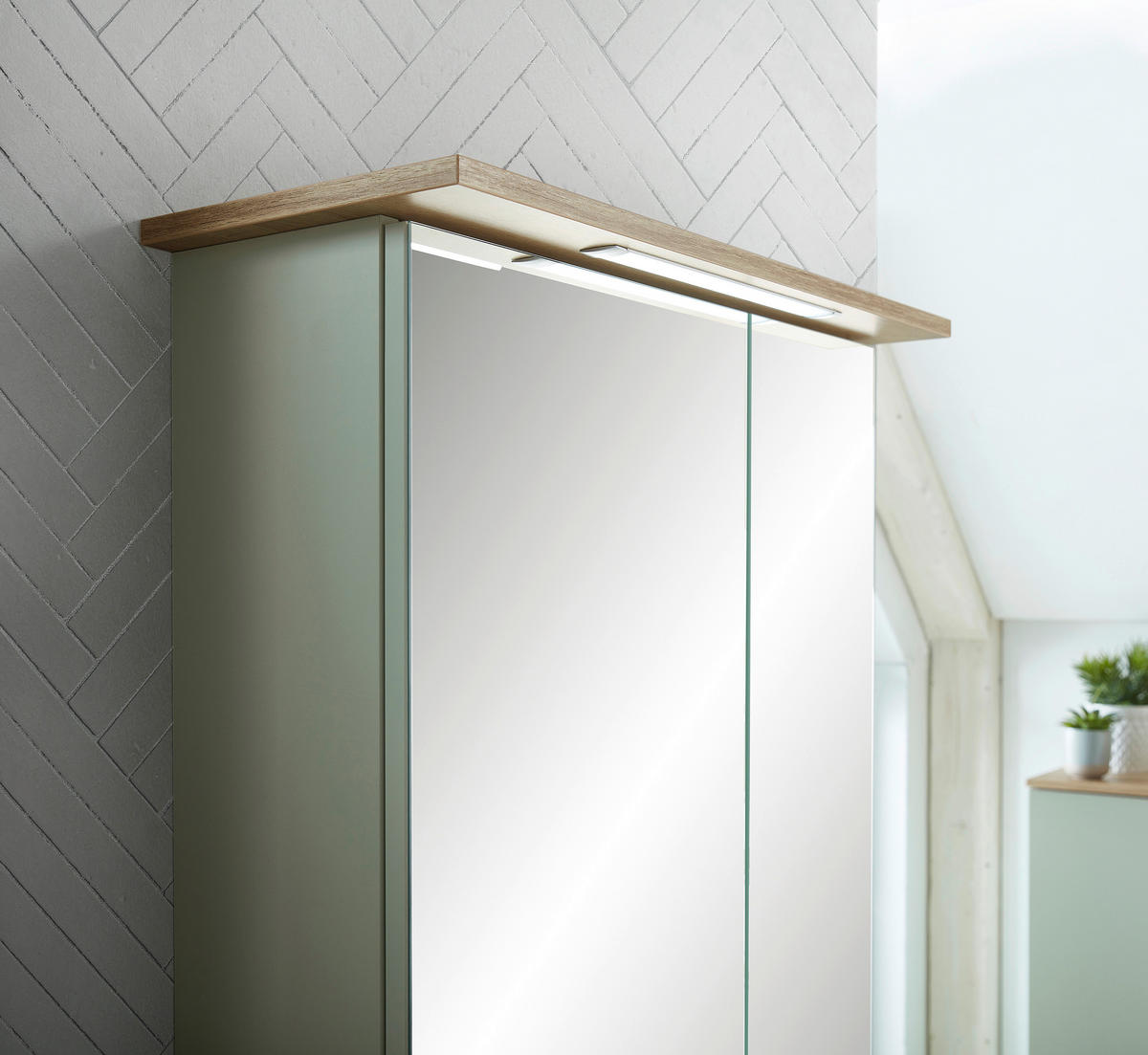 Lichtspiegel Quickset 963 salbei Nachbildung Eiche Riviera Nachbildung B/H/T: ca. 60x72x20 cm Quickset 963 - Eiche/salbei (60,00/72,00/20,00cm) - Pelipal