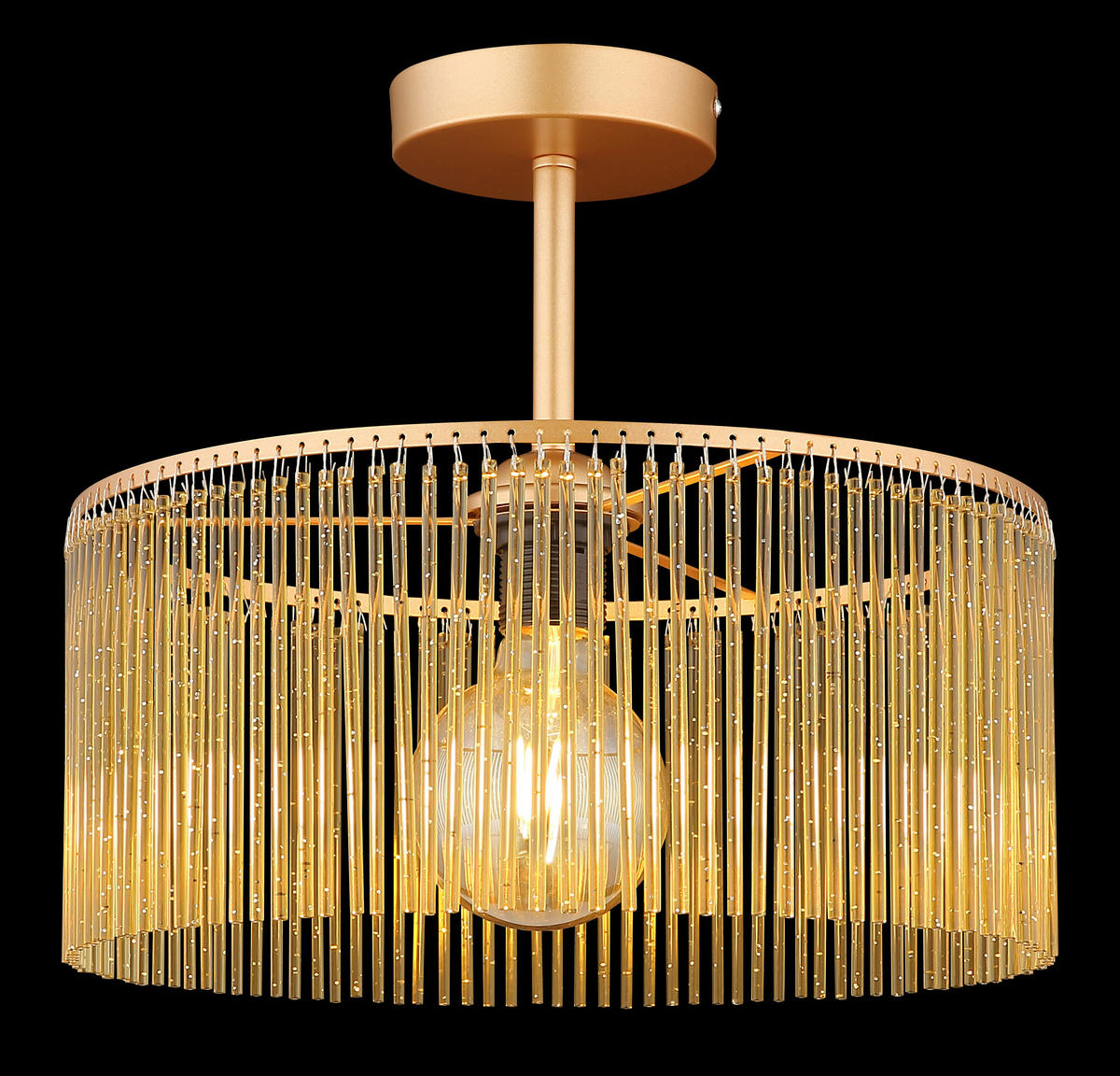 GLOBO Deckenleuchte LEEDS 63080145 amber gold schwarz Metall Kunststoff H/D: ca. 32x35 cm E27 1 Brennstellen LEEDS - gold/schwarz (35,00/32,00cm) - GLOBO