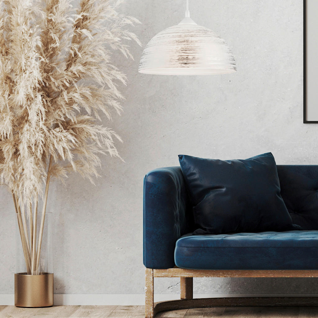 Thumbnail - Lamkur Pendelleuchte MARCY 28040 silber Glas H/L: ca. 70x30 cm E27 1 Brennstellen